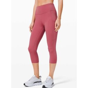 Lululemon Fast and Free Crop II 19” Leggings Cherry Tint Size 8